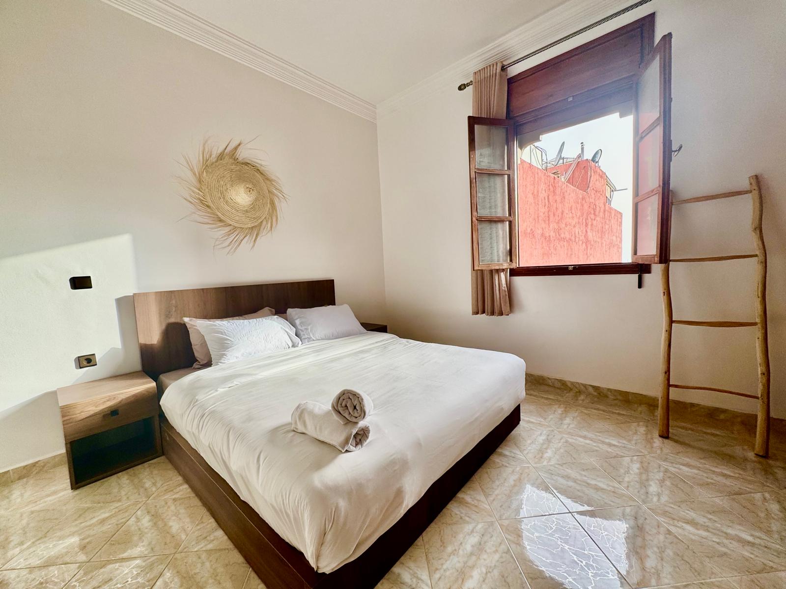 Interior of Surf Hostels Morocco accommodation in Tamraght — cosy surf house Morocco room with ocean-themed decor